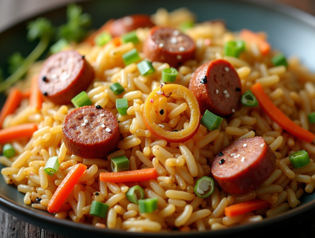 Рис с сосисками